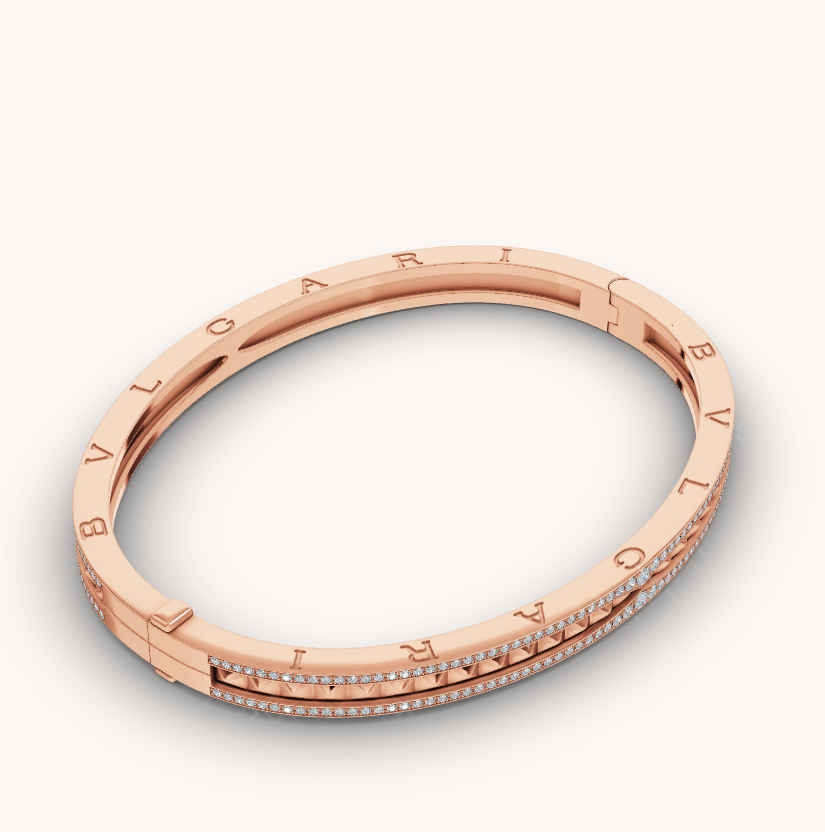 [Psychic Jewelrys]ZERO 1 SPIRAL AND PAVED DIAMOND PINK GOLD BRACELET