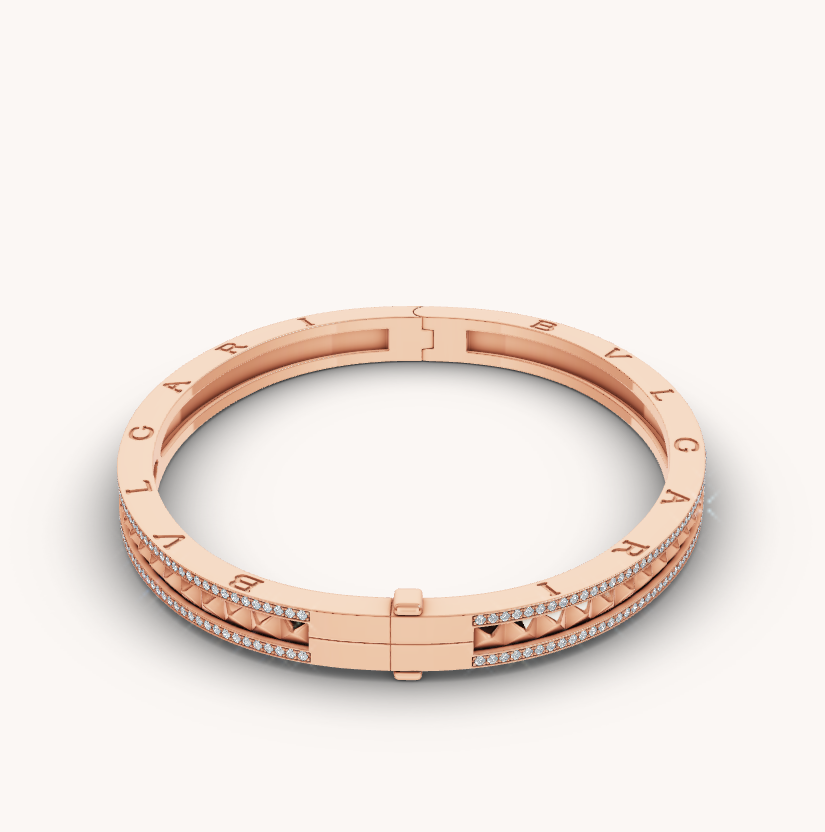 [Psychic Jewelrys]ZERO 1 SPIRAL AND PAVED DIAMOND PINK GOLD BRACELET