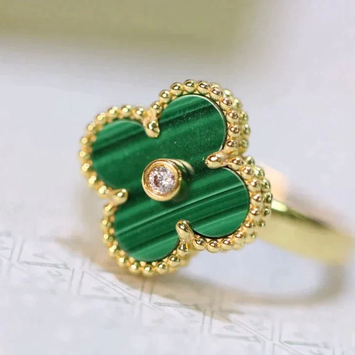 [Psychic Jewelrys]CLOVER MALACHITE RING GOLD DIAMOND