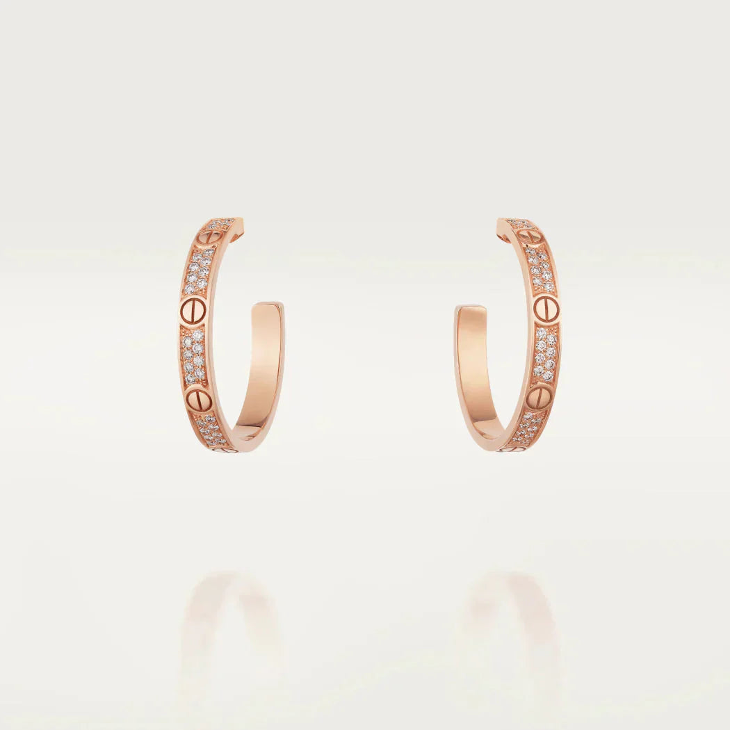 [Psychic Jewelrys]LOVE DIAMOND PINK GOLD HOOP EARRINGS