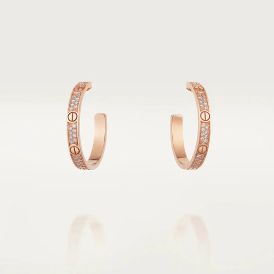 [Psychic Jewelrys]LOVE DIAMOND PINK GOLD HOOP EARRINGS
