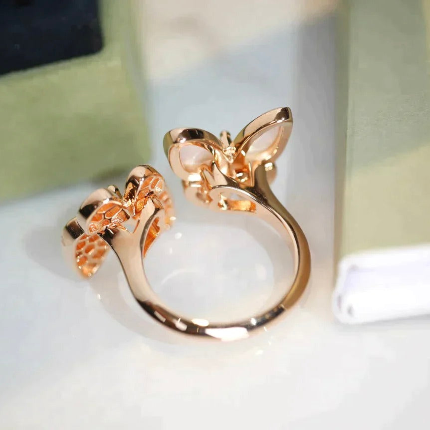 [Psychic Jewelrys]TWIN BUTTERFLY DIAMOND MOP RING