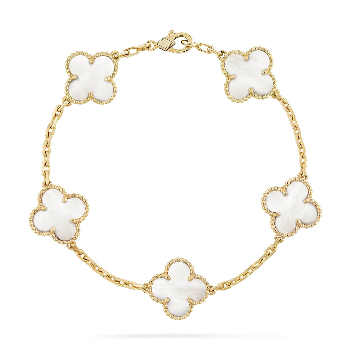 [Psychic Jewelrys]CLOVER  5 MOTIF WHITE MOP BRACELET