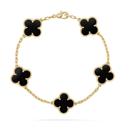 [Psychic Jewelrys]CLOVER  5 MOTIFS BLACK ONYX BRACELET