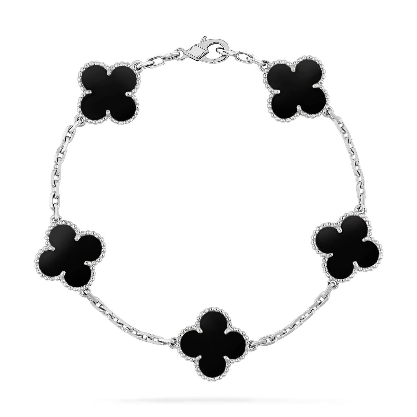 [Psychic Jewelrys]CLOVER 5 MOTIF ONYXS  BRACELET SILVER