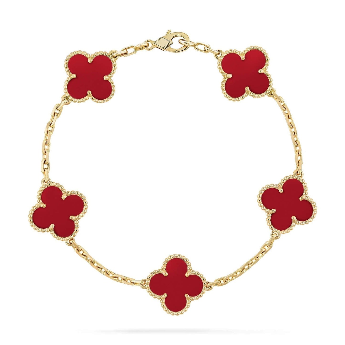 [Psychic Jewelrys]CLOVER 5 MOTIFS RED AGATE  BRACELET