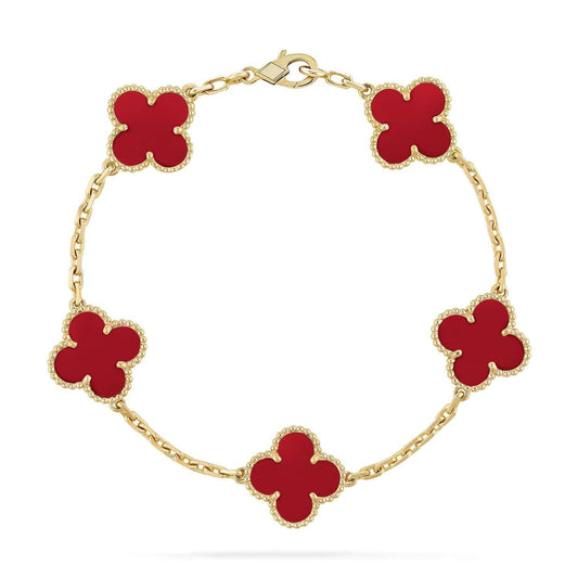 [Psychic Jewelrys]CLOVER 5 MOTIFS RED AGATE  BRACELET