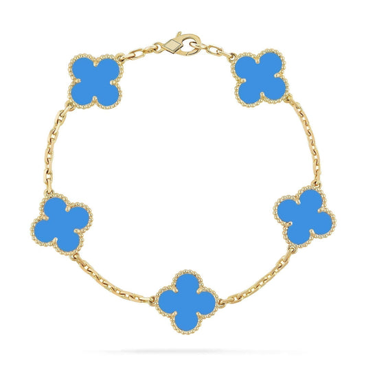 [Psychic Jewelrys]CLOVER 5 MOTIFS BLUE AGATE BRACELET