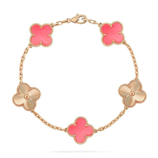 [Psychic Jewelrys]CLOVER BRACELET 5 MOTIF PINK AND PINK GOLD