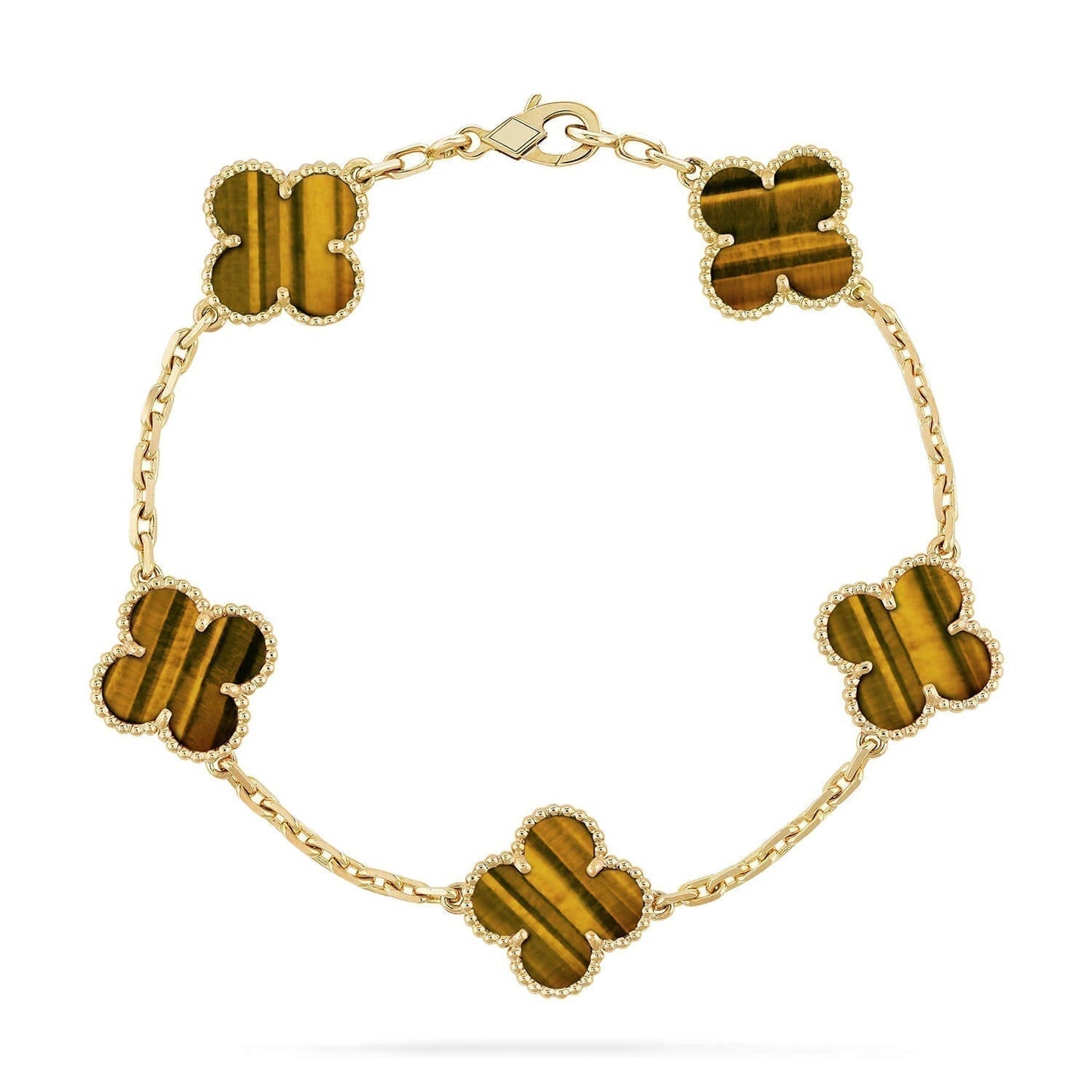 [Psychic Jewelrys]CLOVER  5 MOTIFS TIGER EYE BRACELET