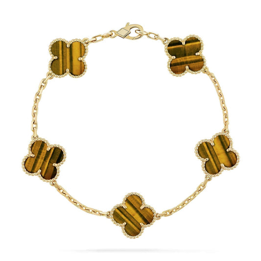 [Psychic Jewelrys]CLOVER  5 MOTIFS TIGER EYE BRACELET