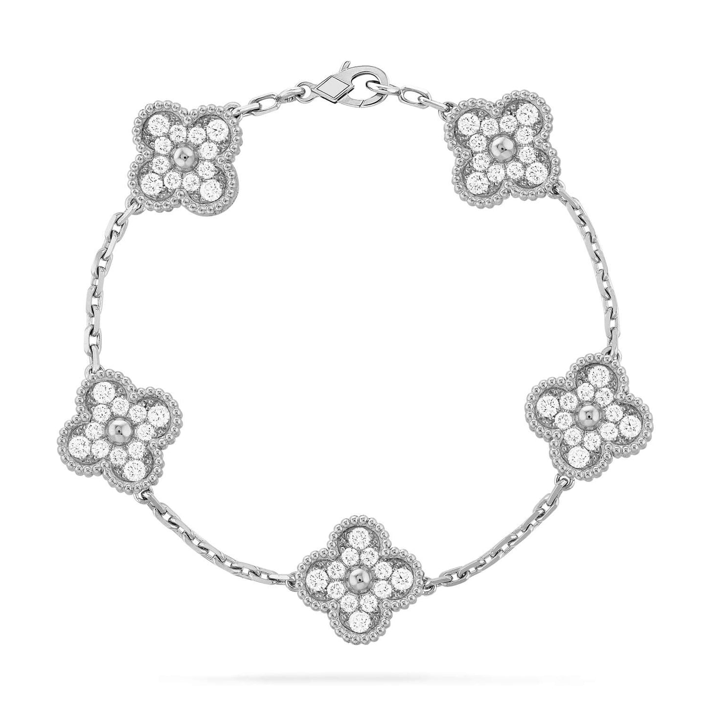 [Psychic Jewelrys]CLOVER 5 MOTIFS  DIAMOND BRACELET SILVER