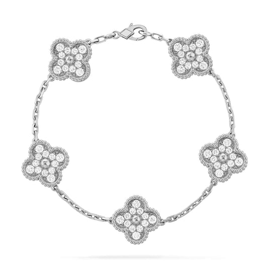 [Psychic Jewelrys]CLOVER 5 MOTIFS  DIAMOND BRACELET SILVER