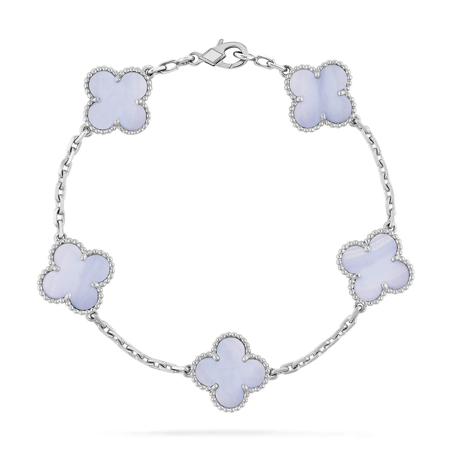 [Psychic Jewelrys]CLOVER  5 MOTIF PURPLE CHALCEDONY BRACELET SILVER