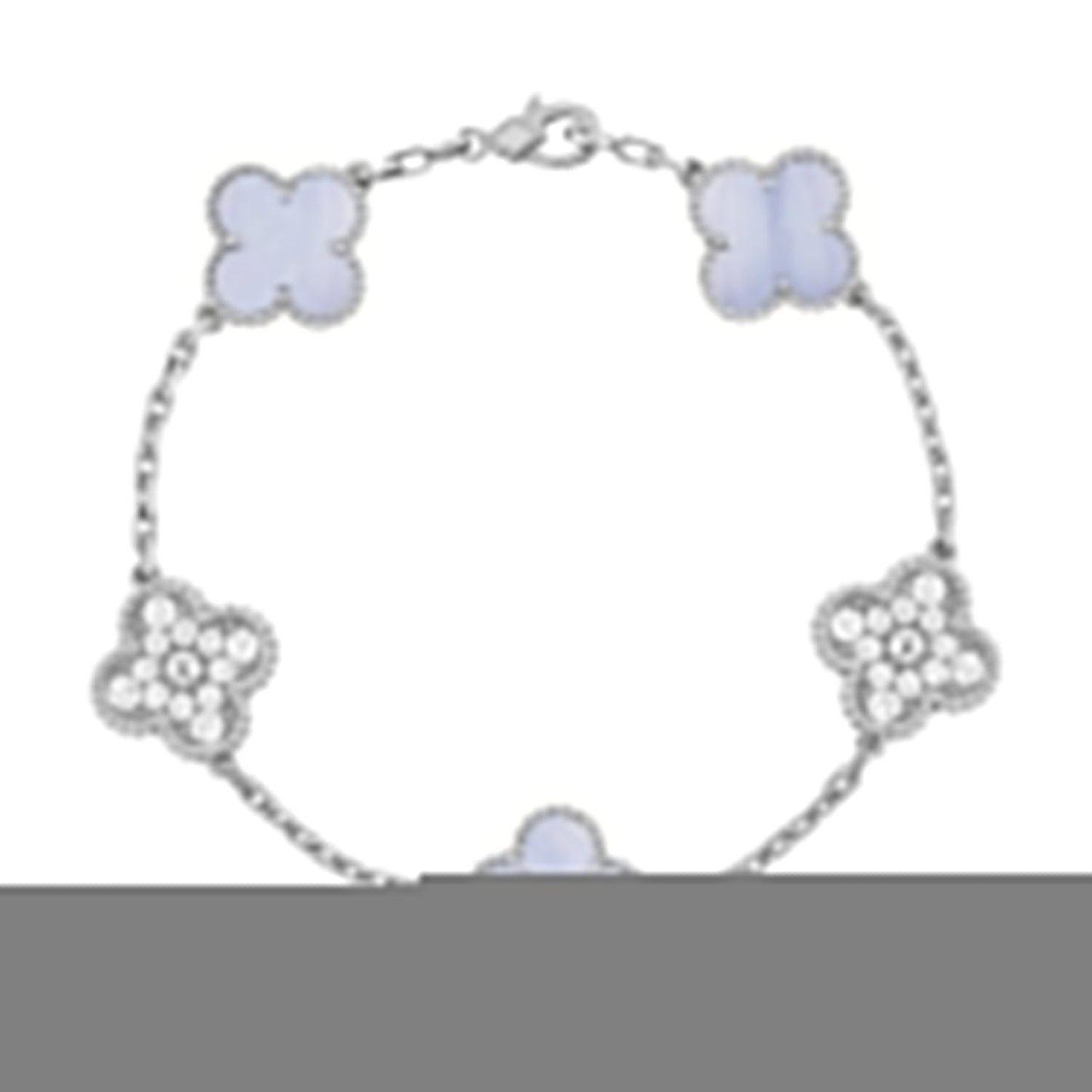 [Psychic Jewelrys]CLOVER  5 MOTIF DIAMOND PURPLE CHALCEDONY BRACELET SILVER