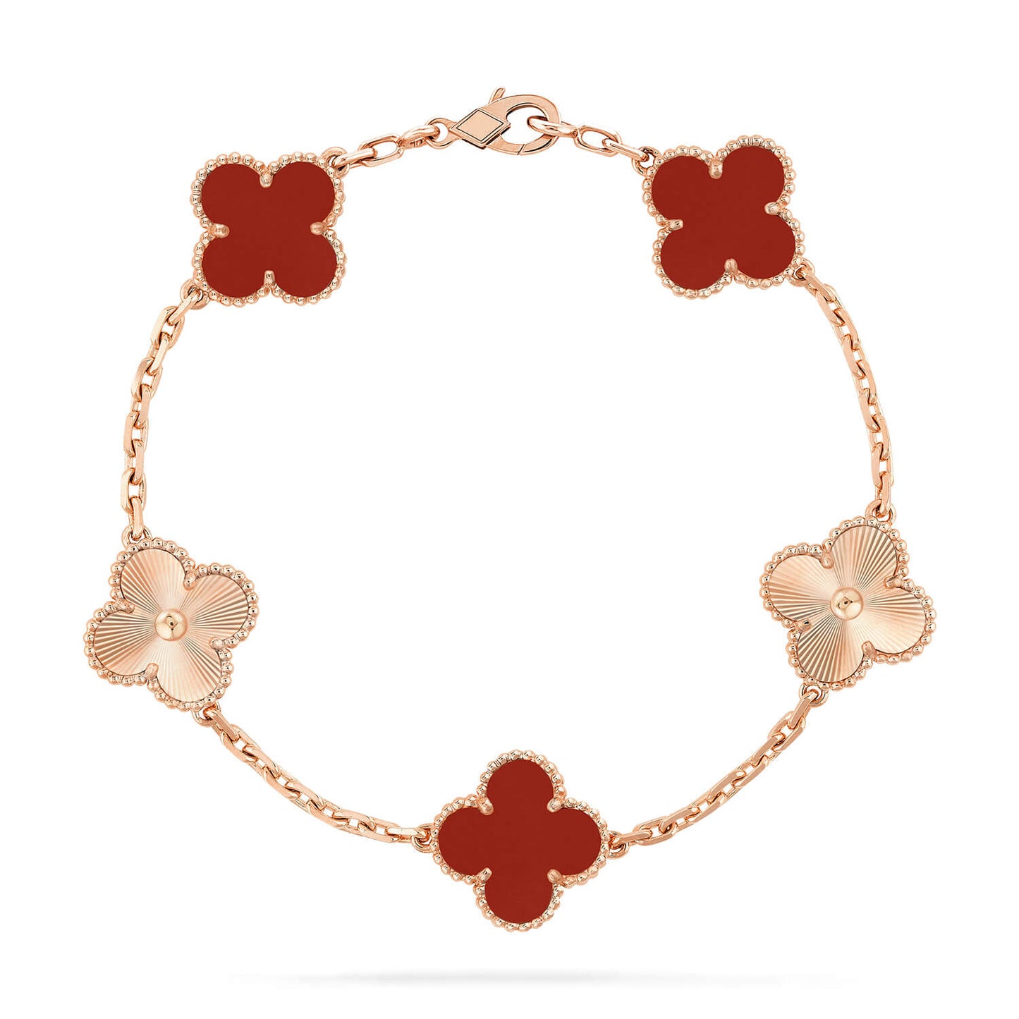 [Psychic Jewelrys]CLOVER  5 MOTIFS CARNELIAN GOLD BRACELET