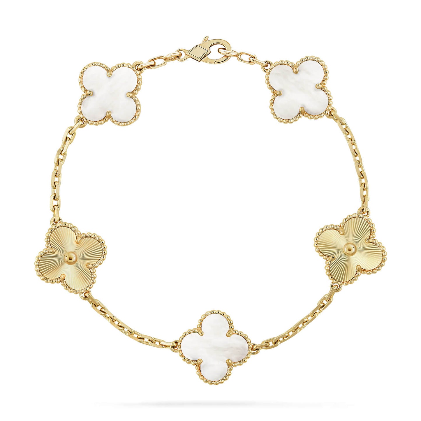 [Psychic Jewelrys]CLOVER 5 MOTIF WHITE MOP LASER BRACELET