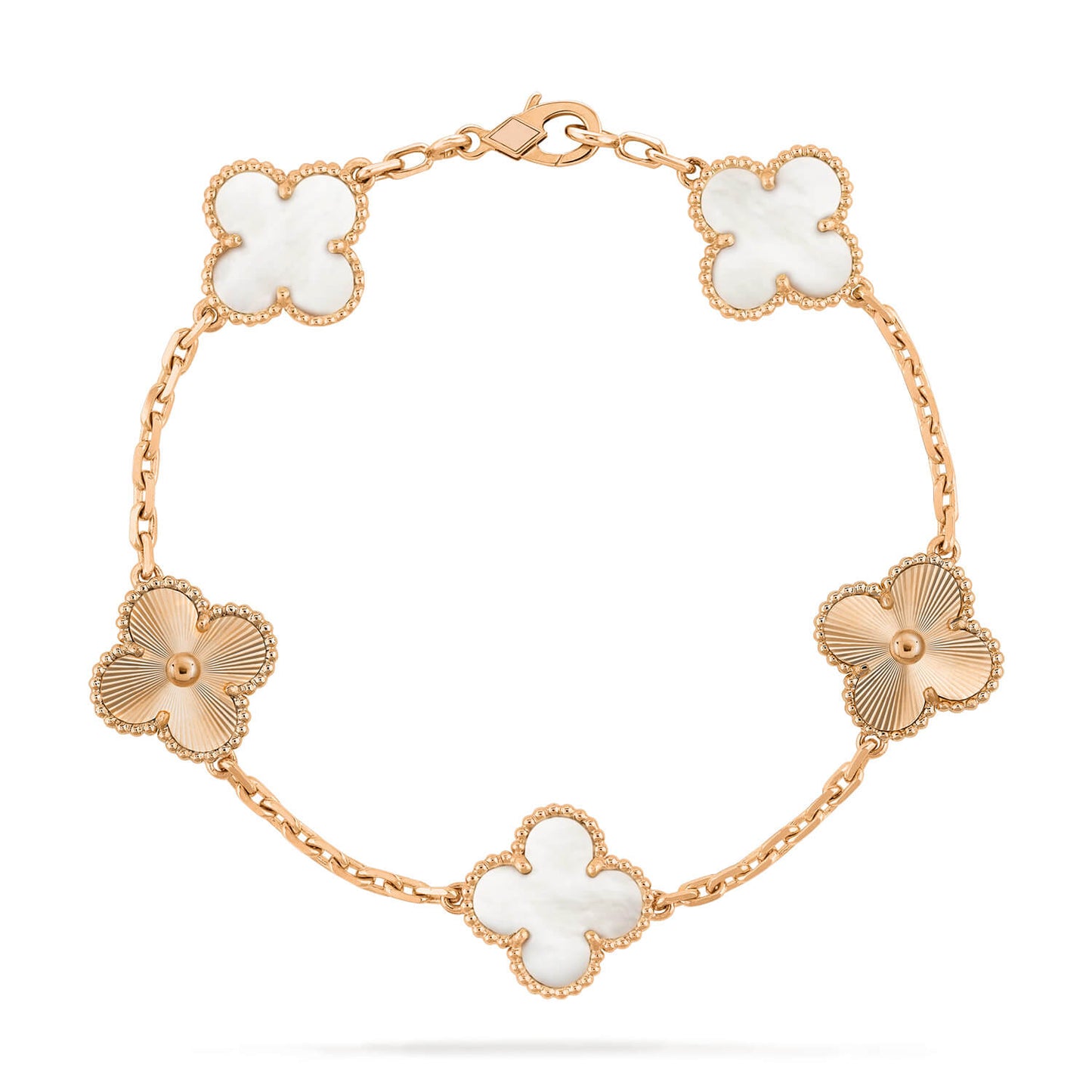 [Psychic Jewelrys]CLOVER 5 MOTIF WHITE MOP LASER BRACELET