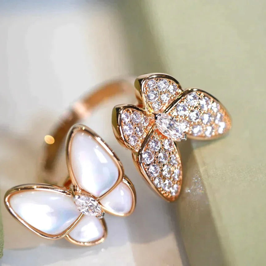 [Psychic Jewelrys]TWIN BUTTERFLY DIAMOND MOP RING