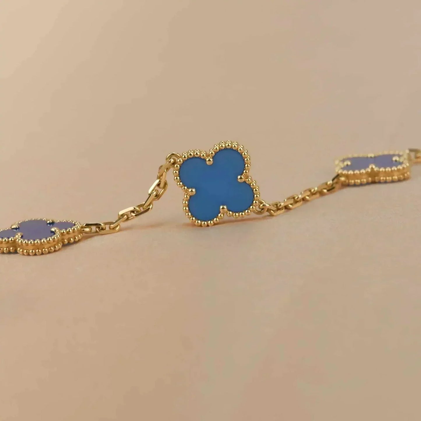 [Psychic Jewelrys]CLOVER 5 MOTIFS BLUE AGATE BRACELET