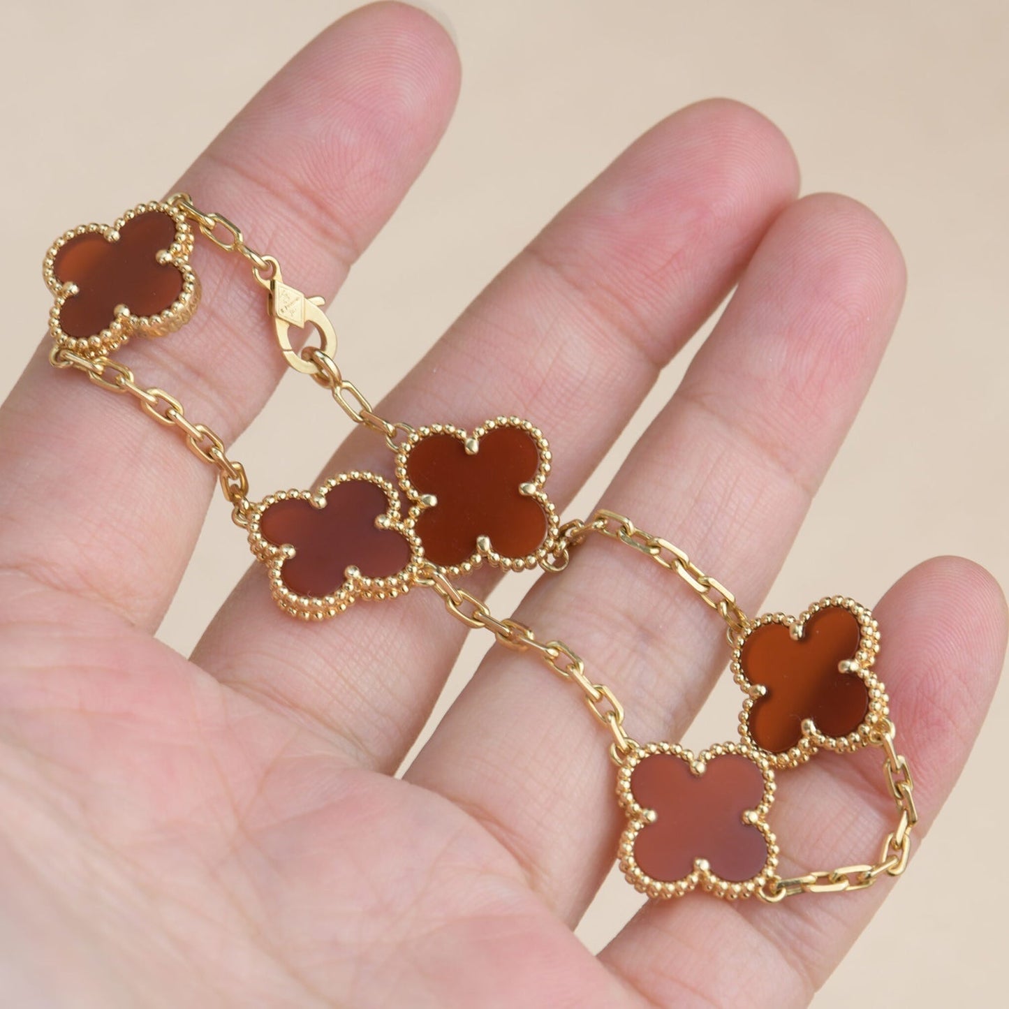 [Psychic Jewelrys]CLOVER 5 MOTIFS RED AGATE  BRACELET
