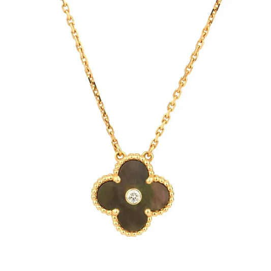 [Psychic Jewelrys]CLOVER 15MM DIAMOND AND MOTHER-OF-GREY NECKLACE