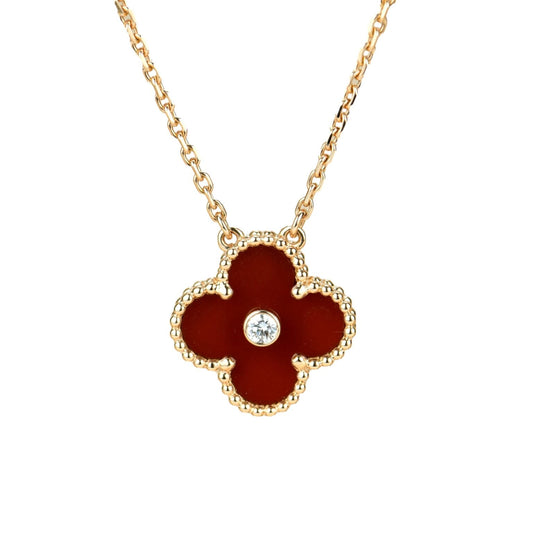 [Psychic Jewelrys]CLOVER 15MM DIAMOND CARNELIAN NECKLACE