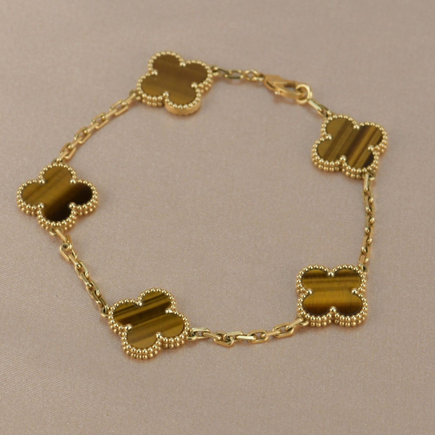 [Psychic Jewelrys]CLOVER  5 MOTIFS TIGER EYE BRACELET