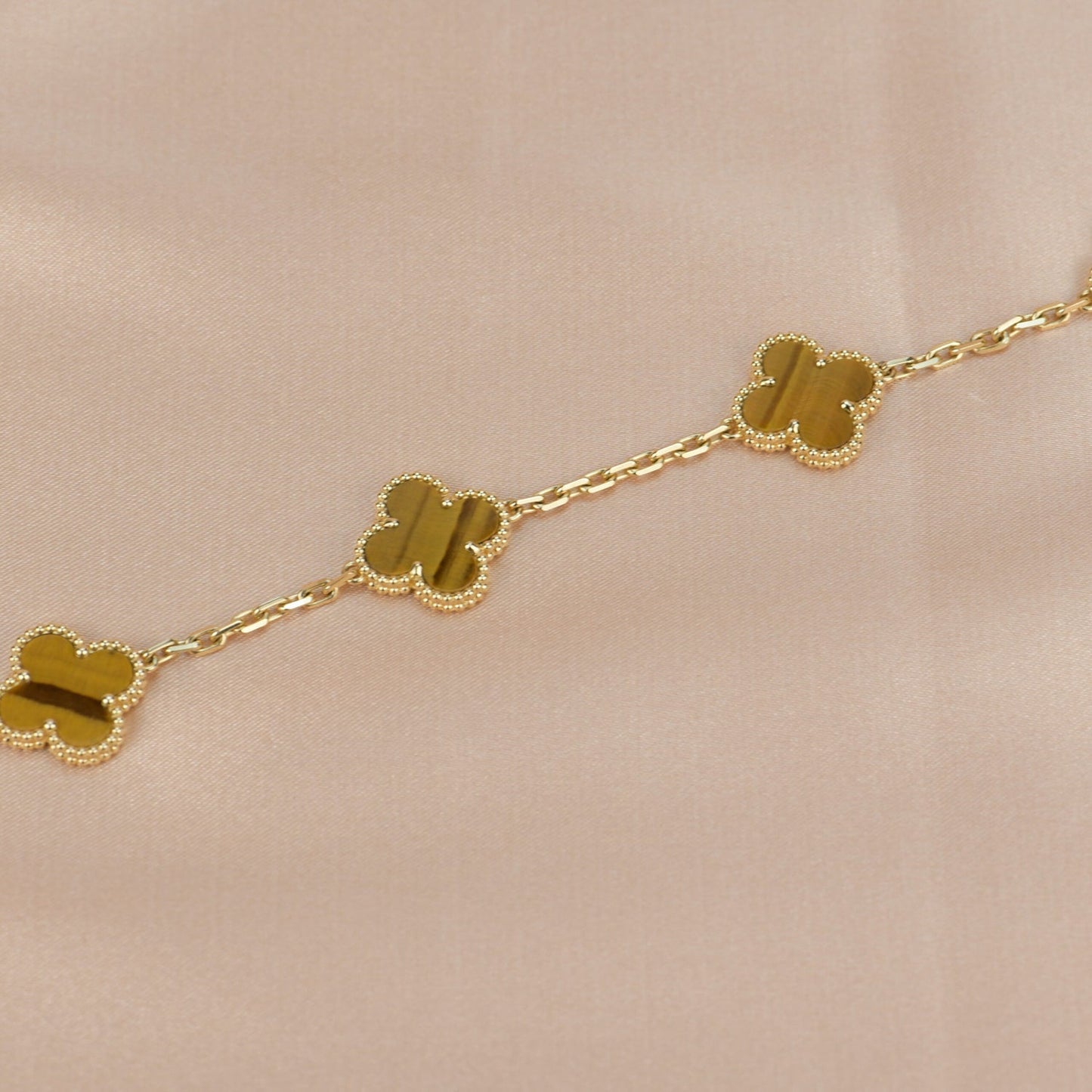 [Psychic Jewelrys]CLOVER  5 MOTIFS TIGER EYE BRACELET