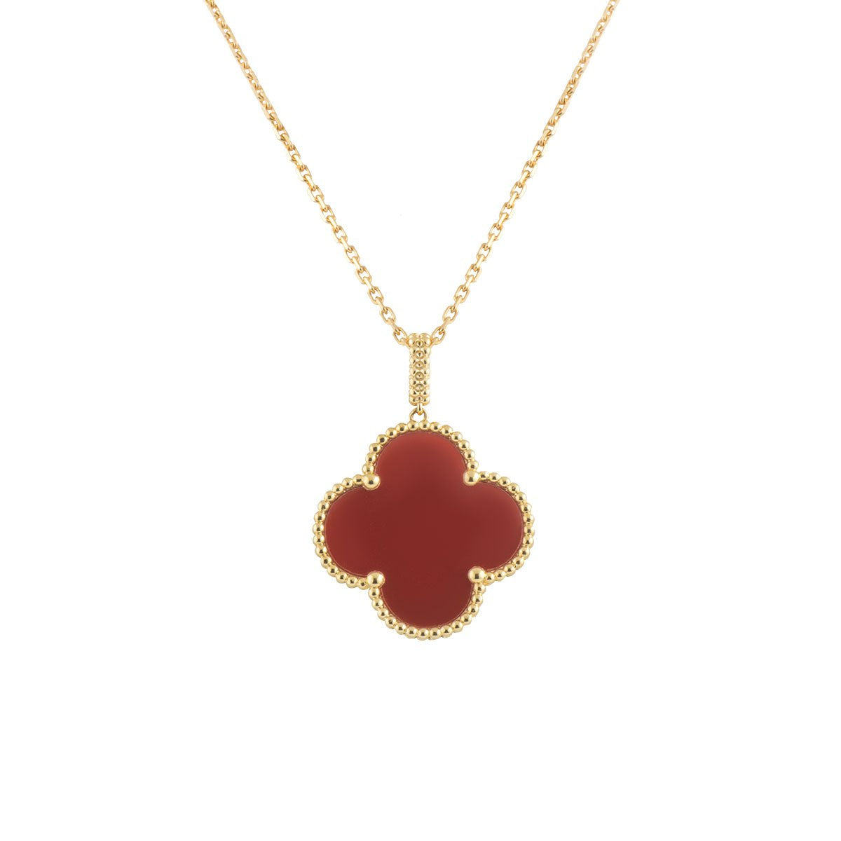 [Psychic Jewelrys]CLOVER 25MM NECKLACE GOLD CARNELIAN