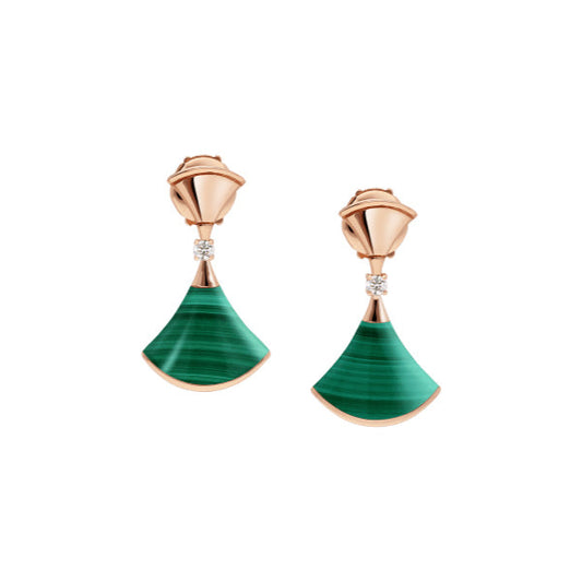 [Psychic Jewelrys]DREAM MALACHITE PINK GOLD EARRINGS