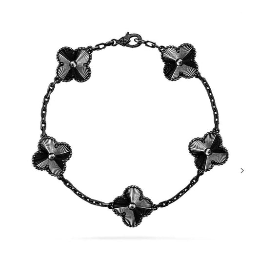 [Psychic Jewelrys]CLOVER 5 MOTIF BLACK BRACELET