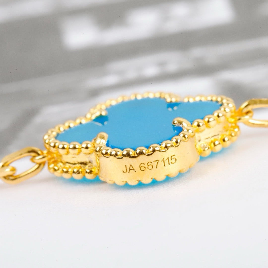 [Psychic Jewelrys]CLOVER 5 MOTIFS TURQUOISE BRACELET