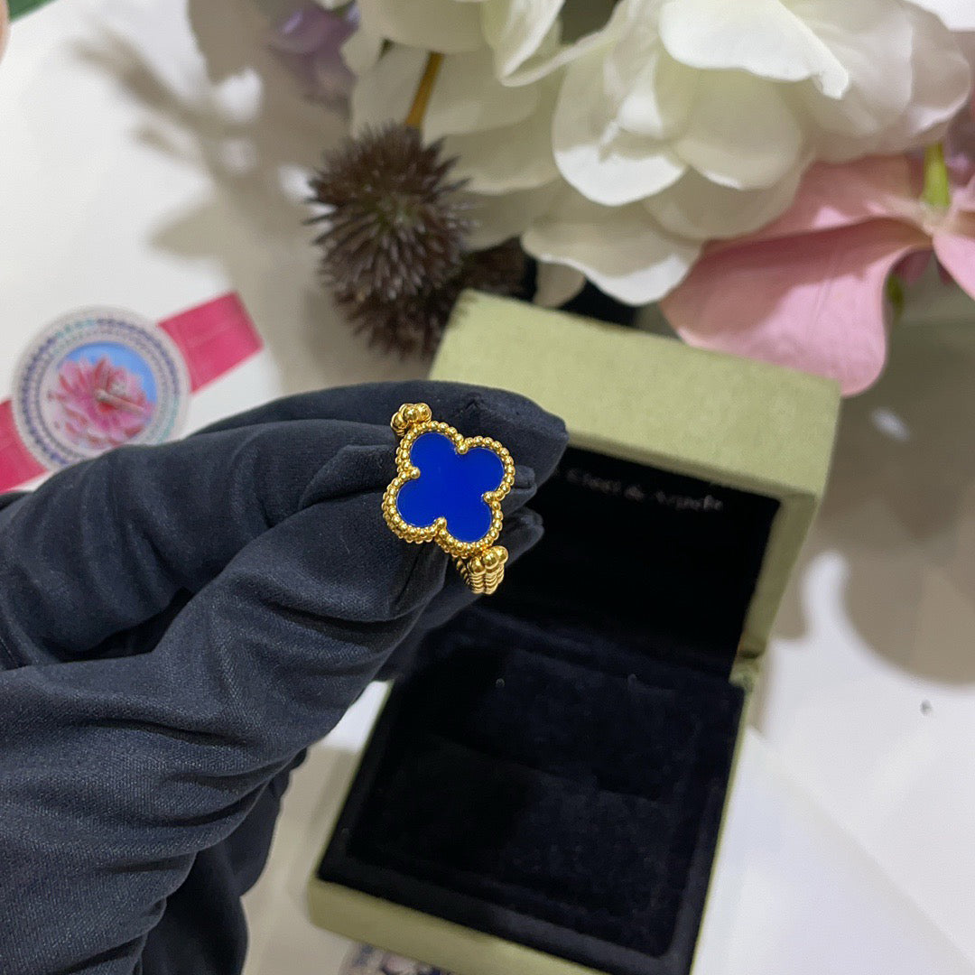 [Psychic Jewelrys]CLOVER RIVERSIBLE BLUE AGATE RING