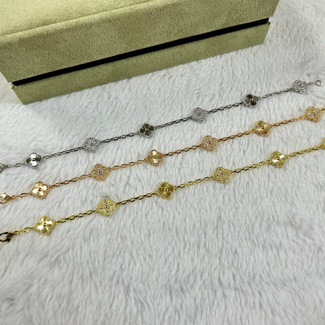 [Psychic Jewelrys]CLOVER 6 MOTIF DIAMOND LASER BRACELET