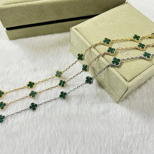 [Psychic Jewelrys]CLOVER 6 MOTIF MALACHITE BRACELET