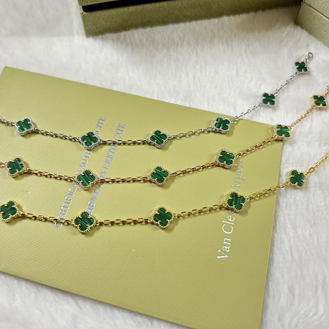[Psychic Jewelrys]CLOVER 6 MOTIF MALACHITE BRACELET