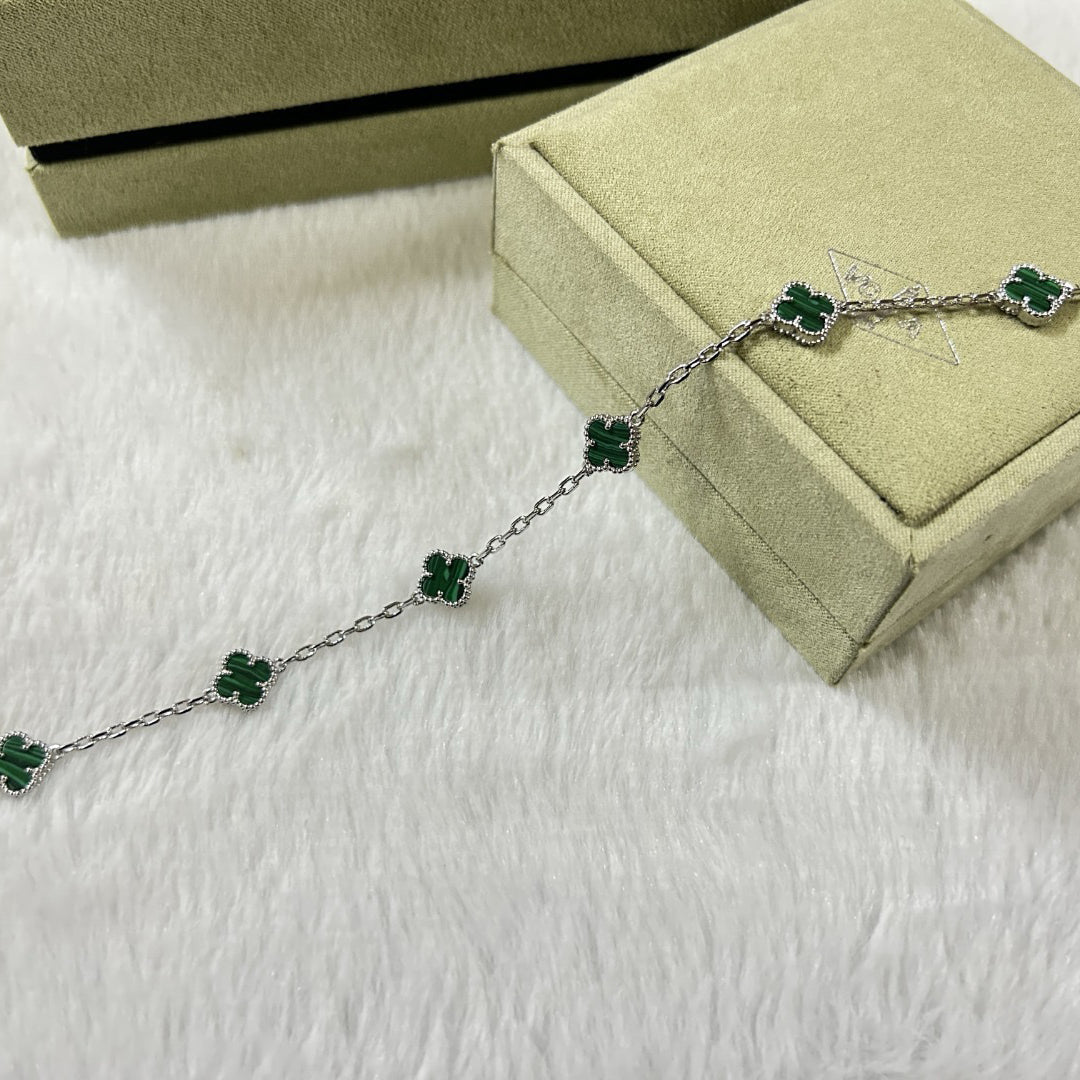 [Psychic Jewelrys]CLOVER 6 MOTIF MALACHITE BRACELET