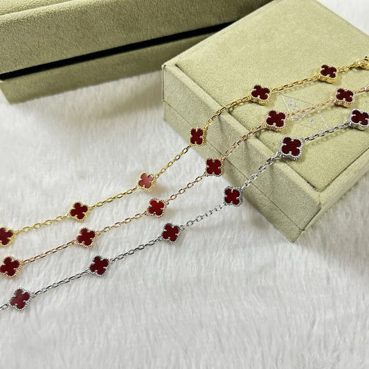 [Psychic Jewelrys]CLOVER 6 MOTIF RED AGATE BRACELET