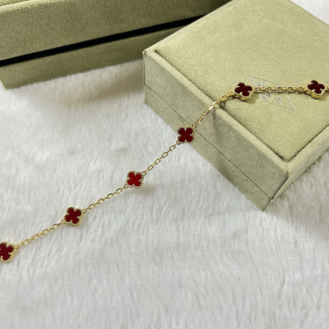 [Psychic Jewelrys]CLOVER 6 MOTIF RED AGATE BRACELET