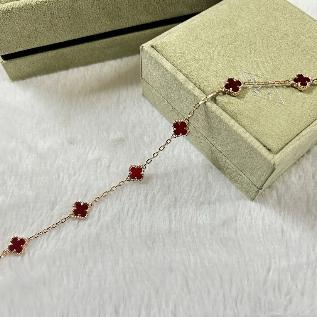 [Psychic Jewelrys]CLOVER 6 MOTIF RED AGATE BRACELET
