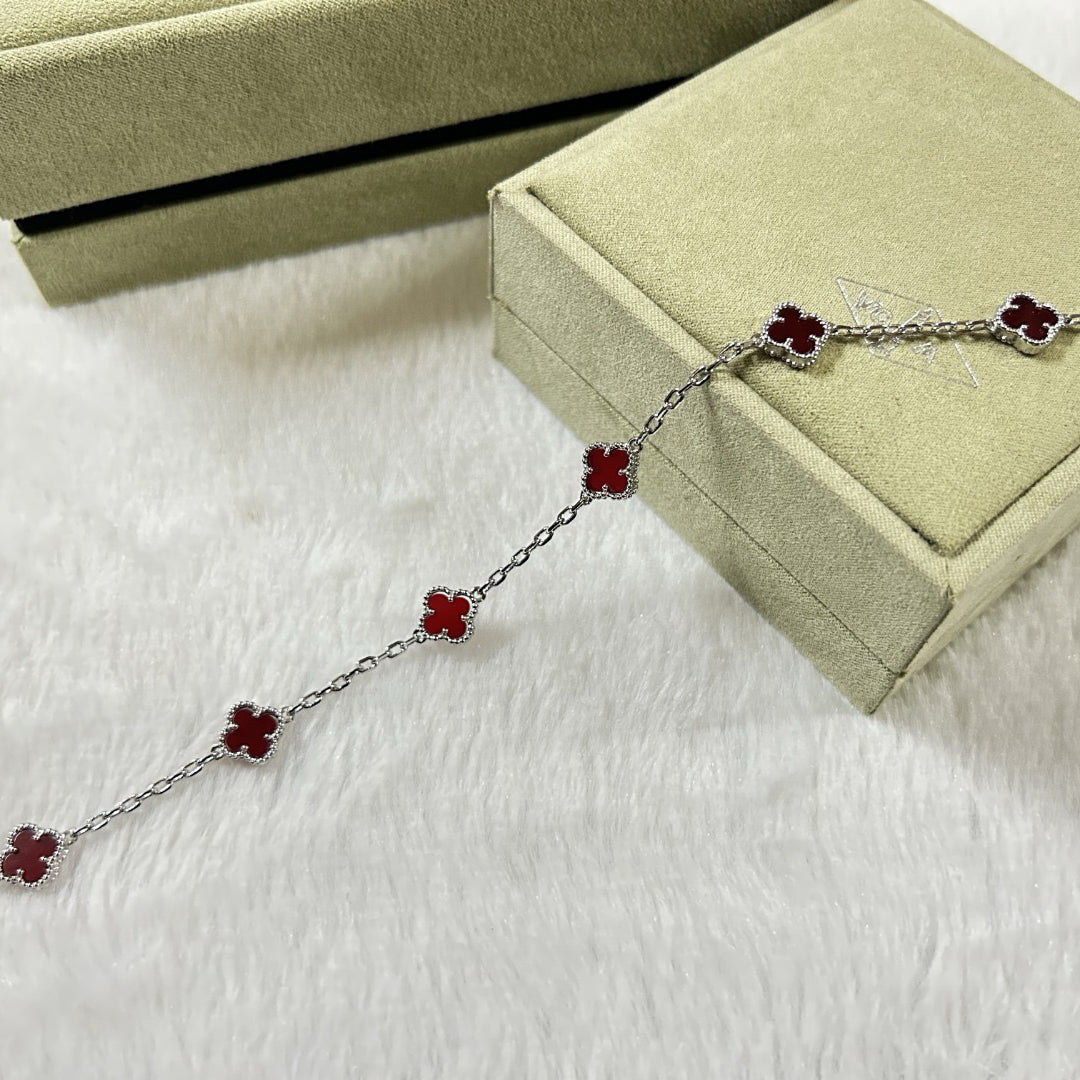 [Psychic Jewelrys]CLOVER 6 MOTIF RED AGATE BRACELET