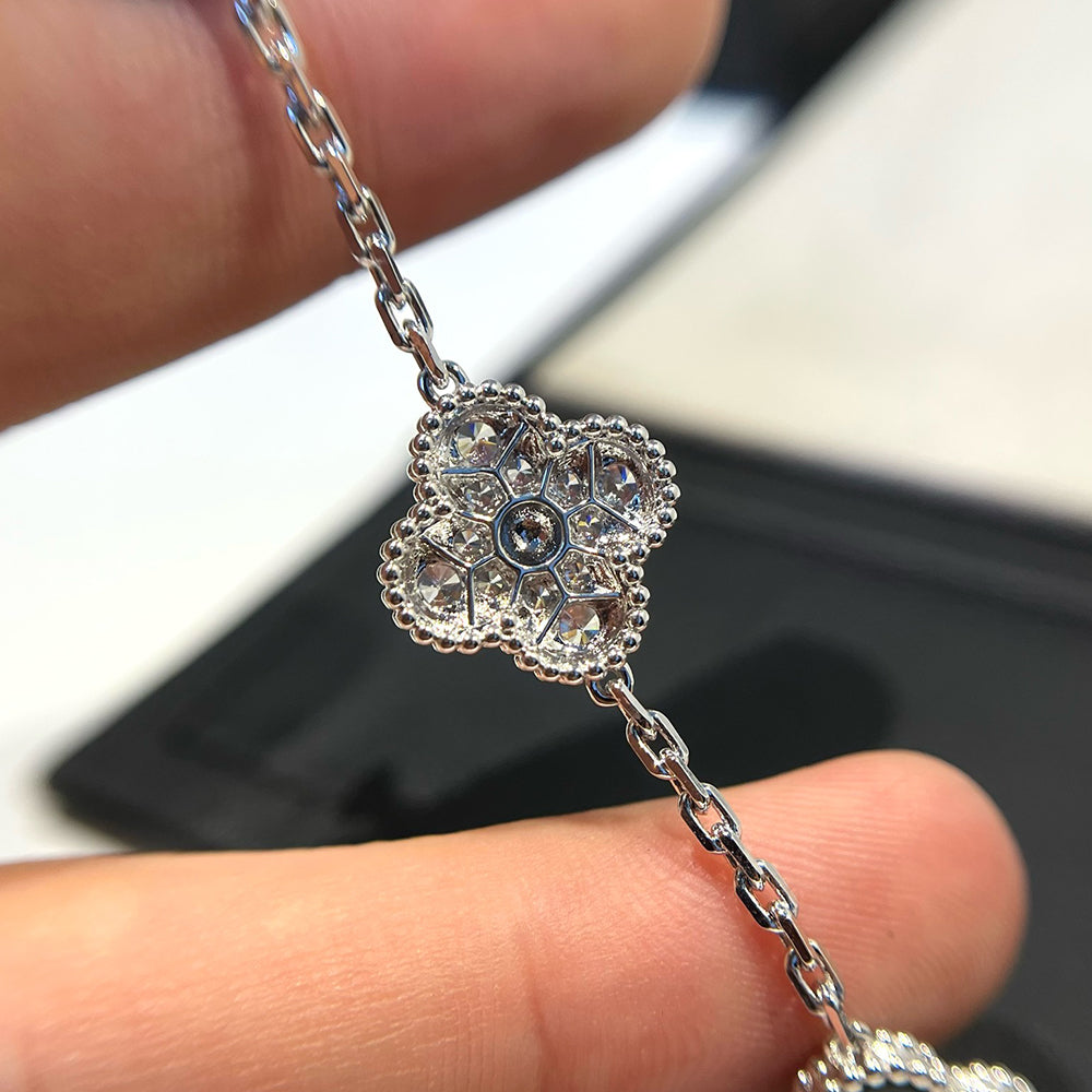 [Psychic Jewelrys]CLOVER 5 MOTIF ONYXS DIAMOND BRACELET SILVER