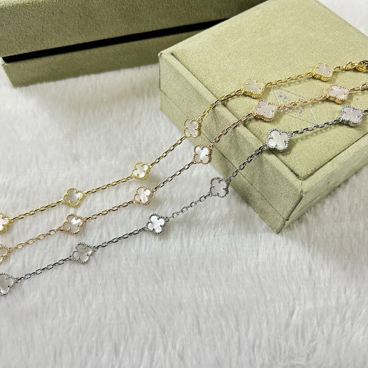 [Psychic Jewelrys]CLOVER 6 MOTIF WHITE MOP BRACELET