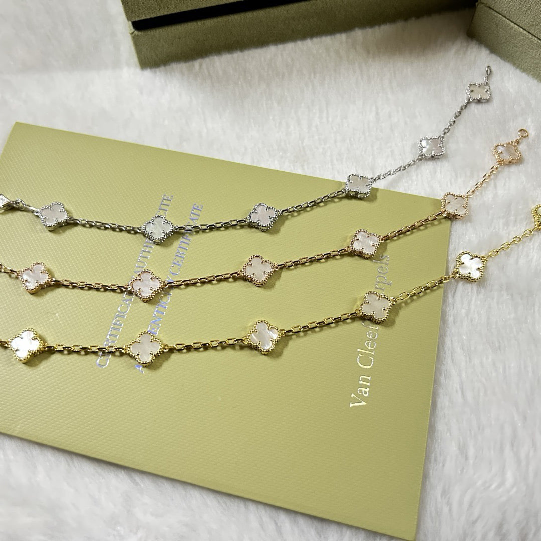[Psychic Jewelrys]CLOVER 6 MOTIF WHITE MOP BRACELET