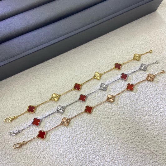 [Psychic Jewelrys]CLOVER 6 MOTIF RED AGATE LASER BRACELET