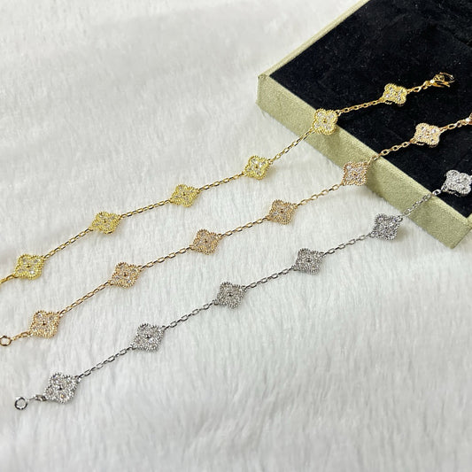 [Psychic Jewelrys]CLOVER 6 MOTIF DIAMOND BRACELET
