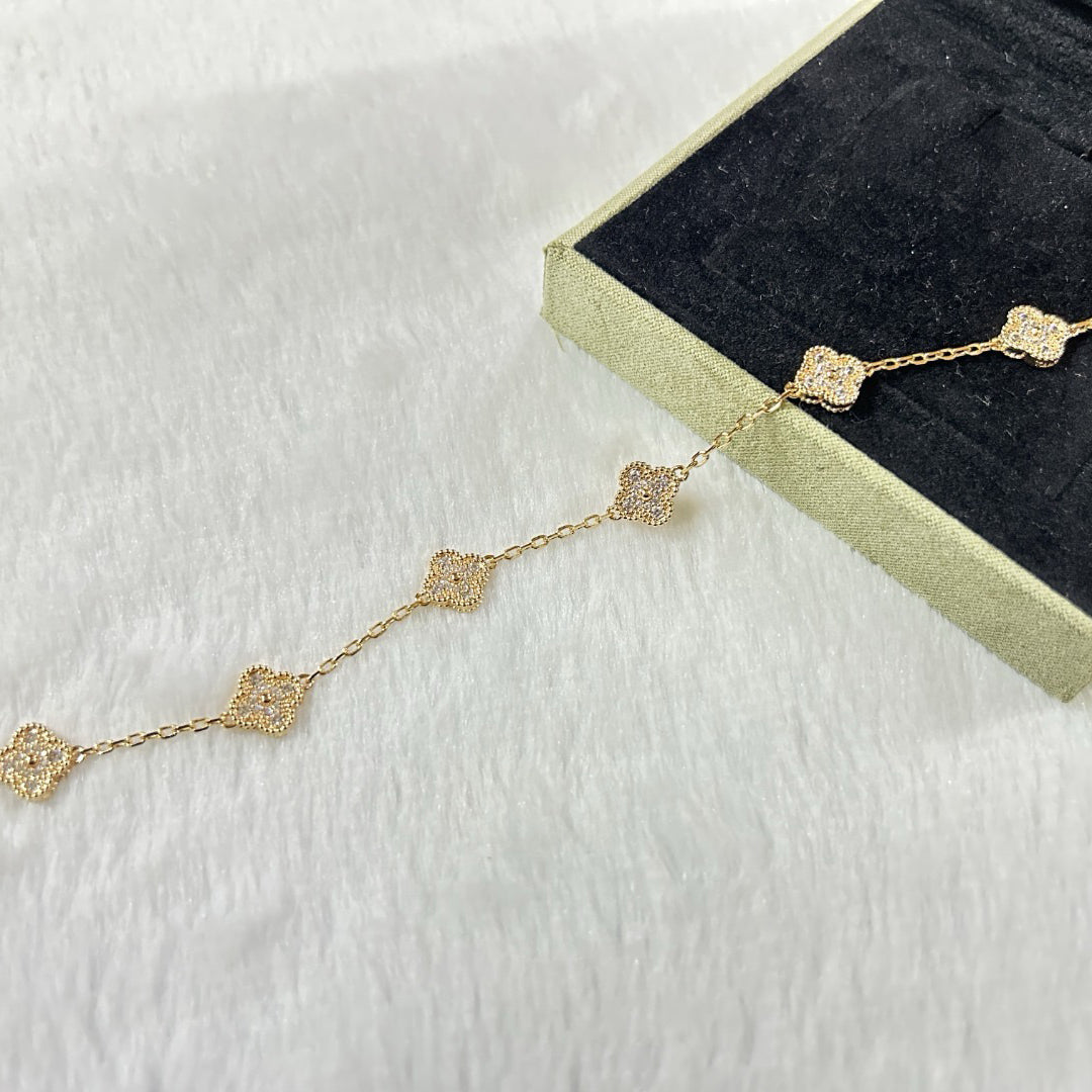 [Psychic Jewelrys]CLOVER 6 MOTIF DIAMOND BRACELET