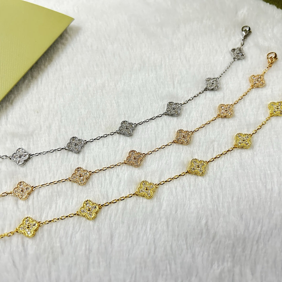 [Psychic Jewelrys]CLOVER 6 MOTIF DIAMOND BRACELET