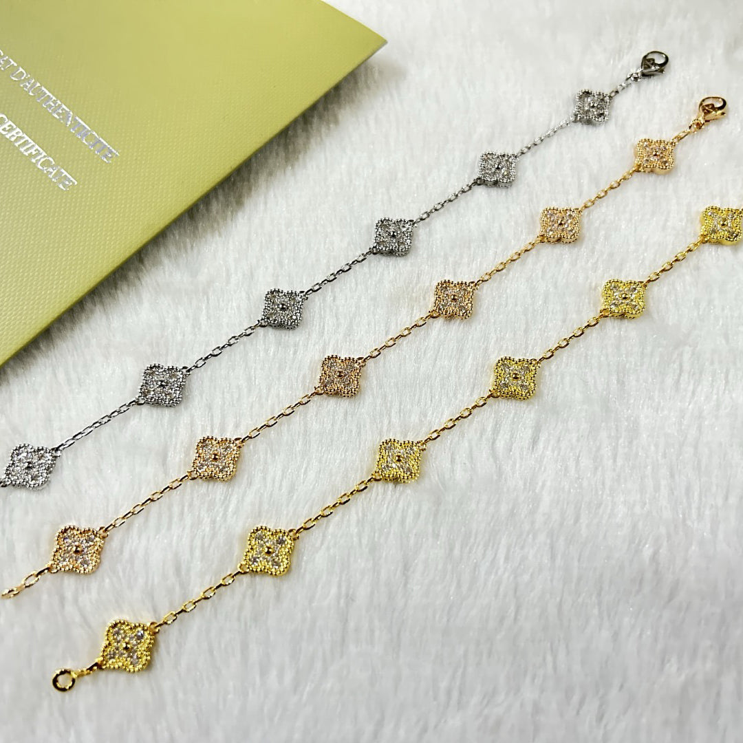 [Psychic Jewelrys]CLOVER 6 MOTIF DIAMOND BRACELET